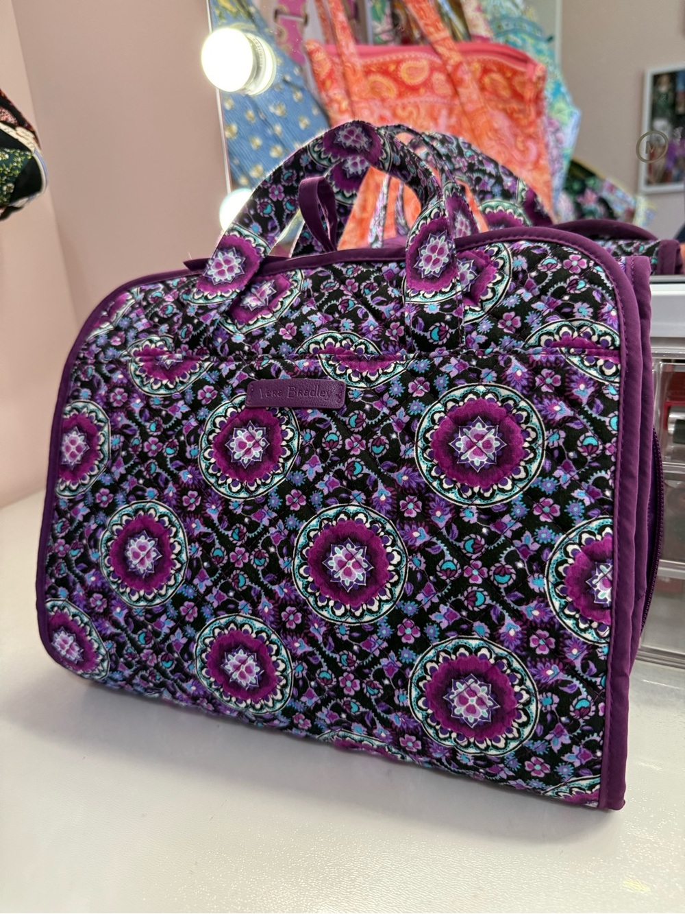 Vera Bradley Lilac Medallion Hanging Travel Organizer